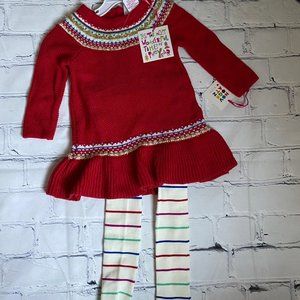 Novogratz Kids Nordic Sweater Dress Tights Set